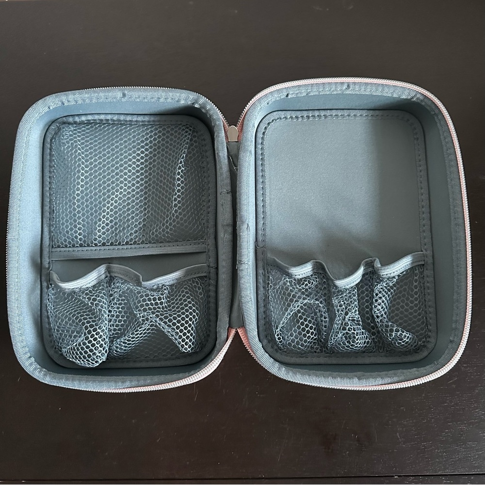 GloPro Makeup Skincare Bag Travel Storage Case Pink Vegan Leather Grey Interior